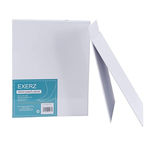 Exerz 24x30cm Canvas Panel 3mm 6pcs Pack 280gsm 100% Cotton/Blank Artist Canvas Board/Triple Primed/Acid Free/Medium Grain - Oil & Acrylic painting for Artists at all Levels (24x30cm - 6pcs)