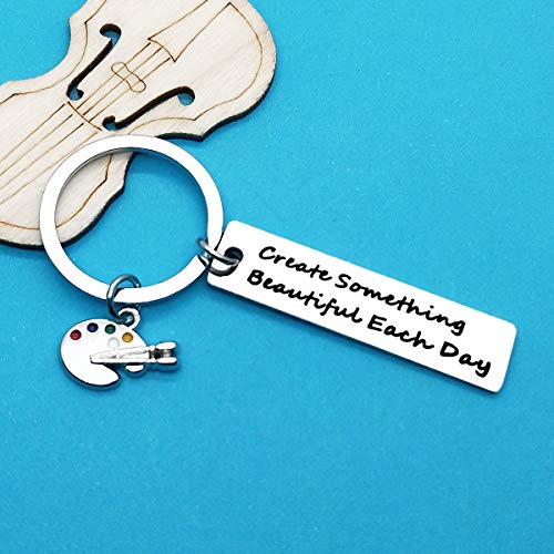 Huwujiu Artist Keyring Gifts Painter Gifts Create Something Beautiful Each Day Keyring Art Student Gift Art Teacher Gift Christmas Birthday Gift Artist Gifts for Women Men Girls Boys