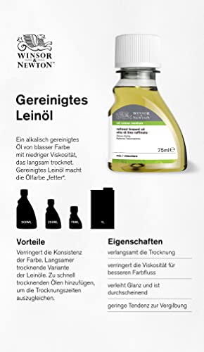 Winsor & Newton WN3039748 Refined Linseed Oil 250 ml, RCFRLO250