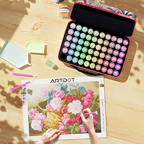 ARTDOT Diamond Painting Storage Boxes, 60 Slots Bead Storage with 5D Diamond Art Accessories and Tools Kit (Butterfly Flower)