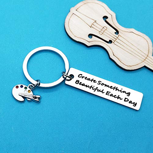 Huwujiu Artist Keyring Gifts Painter Gifts Create Something Beautiful Each Day Keyring Art Student Gift Art Teacher Gift Christmas Birthday Gift Artist Gifts for Women Men Girls Boys