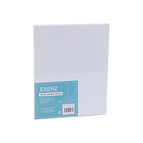 Exerz 24x30cm Canvas Panel 3mm 6pcs Pack 280gsm 100% Cotton/Blank Artist Canvas Board/Triple Primed/Acid Free/Medium Grain - Oil & Acrylic painting for Artists at all Levels (24x30cm - 6pcs)