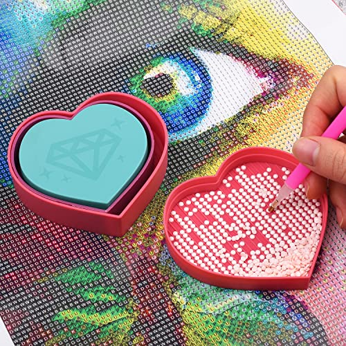 MFUOE 3 PCS Plastic Bead Sorting Trays Heart Shape Tray Tools Diamond Rhinestone Plate Tray Cross Stitch Nail Art DIY Tools for DIY Art Craft