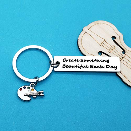 Huwujiu Artist Keyring Gifts Painter Gifts Create Something Beautiful Each Day Keyring Art Student Gift Art Teacher Gift Christmas Birthday Gift Artist Gifts for Women Men Girls Boys