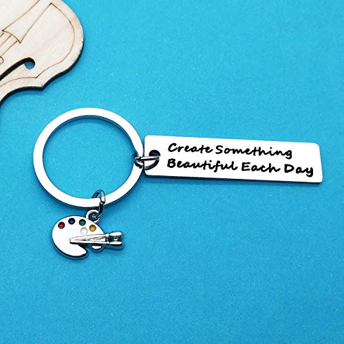 Huwujiu Artist Keyring Gifts Painter Gifts Create Something Beautiful Each Day Keyring Art Student Gift Art Teacher Gift Christmas Birthday Gift Artist Gifts for Women Men Girls Boys
