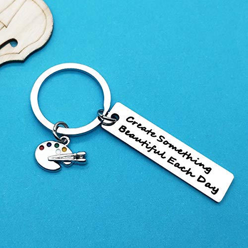 Huwujiu Artist Keyring Gifts Painter Gifts Create Something Beautiful Each Day Keyring Art Student Gift Art Teacher Gift Christmas Birthday Gift Artist Gifts for Women Men Girls Boys