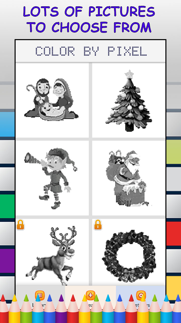 Christmas Pixel Art Color by Number Game - FREE No Ads Pixel Art Puzzle - Coloring Book Pages - Happy, Creative & Relaxing - Paint & Crayon Palette - Create Color Art - Share Creations with Friends!