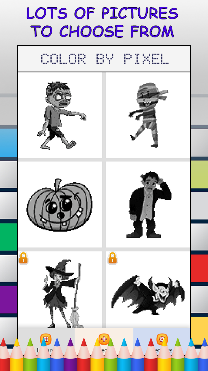 Halloween Pixel Art Color by Number Game - FREE No Ads Pixel Art Puzzle - Coloring Book Pages - Happy, Creative & Relaxing - Paint & Crayon Palette - Create Color Art - Share Creations with Friends!