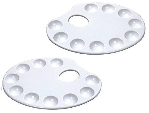 Work of Art 1 x White Plastic Artist Paint Palettes Pad Thumb Hole Kids Adult Art Craft Set, One Size