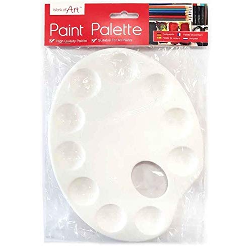 Work of Art 1 x White Plastic Artist Paint Palettes Pad Thumb Hole Kids Adult Art Craft Set, One Size