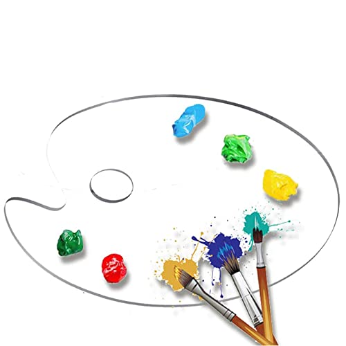Paint Palette, Pallet, Paint Pallet, Painting Palette, Clear Acrylic Paint Palette, Oval Acrylic Paint Pallet with Thumb Hole, Non-Stick Oil Paint Palette, for DIY Art Craft Painting (5.9 x 9.8 in)