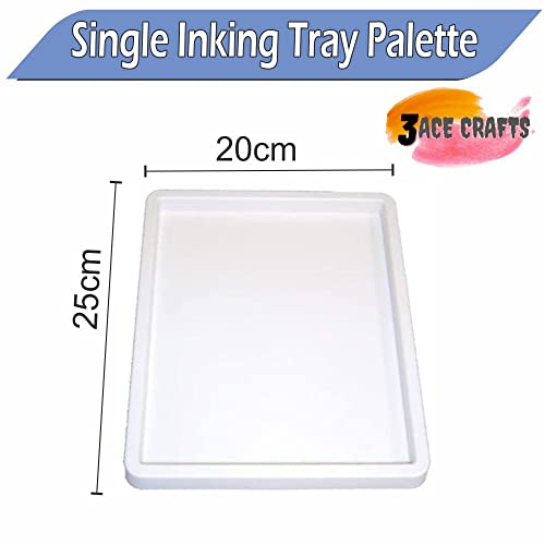 3 Ace Crafts Extra Large Inking Tray Rectangular Single Plastic Paint Palette for Kids and Adult Painting Holder Paint Mixing Palette for Watercolour Oil Painting Art Work Pads of Robust Material
