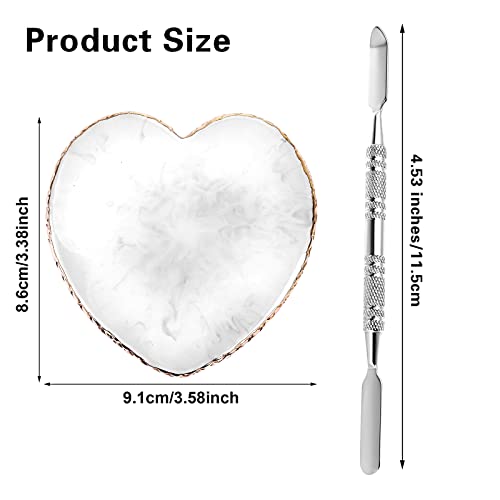 Sibba Resin Nail Art Palette with Nail Palette Stirring Rod, 2 in 1 Nail Art Painting Palettes Gold Edge Nail Holder Nail Art Display Board (Heart)