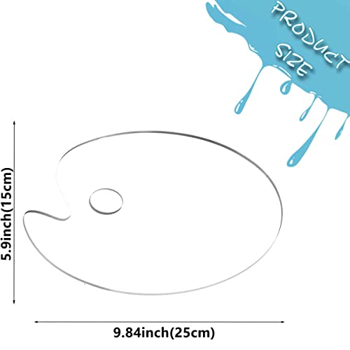 Paint Palette, Pallet, Paint Pallet, Painting Palette, Clear Acrylic Paint Palette, Oval Acrylic Paint Pallet with Thumb Hole, Non-Stick Oil Paint Palette, for DIY Art Craft Painting (5.9 x 9.8 in)