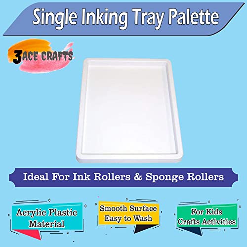 3 Ace Crafts Extra Large Inking Tray Rectangular Single Plastic Paint Palette for Kids and Adult Painting Holder Paint Mixing Palette for Watercolour Oil Painting Art Work Pads of Robust Material