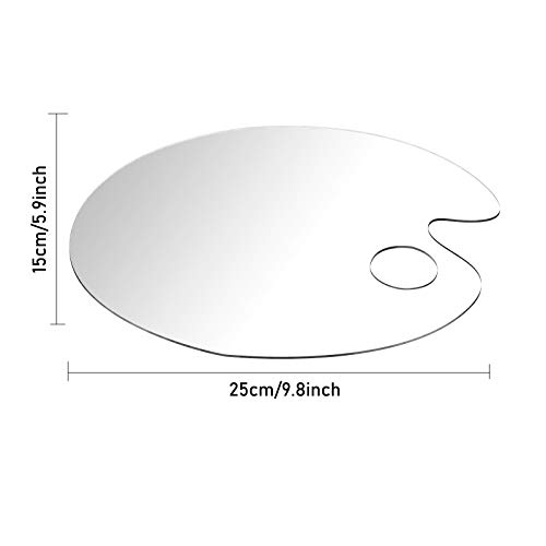 1PCS Clear Acrylic Paint Palette,Non-Stick Oil Paint Palette Oval Shaped Artist Painting Palette Mixing Palette Art Paint Tray Palettes with Protective Film for DIY Art Craft Painting (25 x 15 cm)