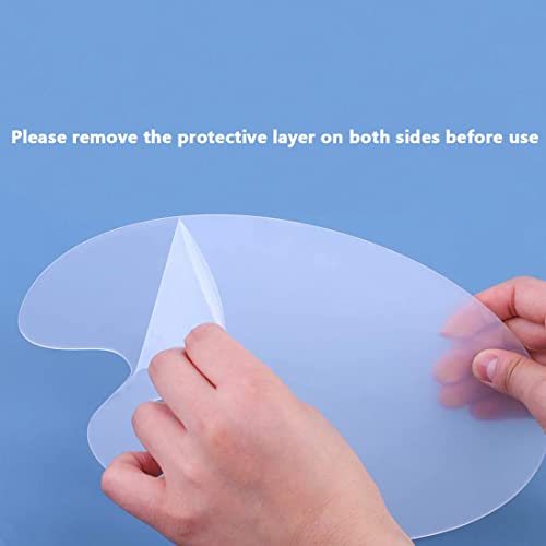 2PCS Clear Acrylic Paint Palette, Clear Oval Non-Stick Oil Paint Palette for Watercolor,Oil Painting, Art Paint Tray with Thumb Hole and Protective film for DIY Art Craft Painting (30 x 20 cm)