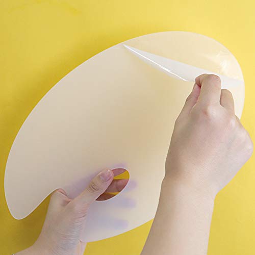1PCS Clear Acrylic Paint Palette,Non-Stick Oil Paint Palette Oval Shaped Artist Painting Palette Mixing Palette Art Paint Tray Palettes with Protective Film for DIY Art Craft Painting (25 x 15 cm)