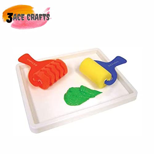 3 Ace Crafts Extra Large Inking Tray Rectangular Single Plastic Paint Palette for Kids and Adult Painting Holder Paint Mixing Palette for Watercolour Oil Painting Art Work Pads of Robust Material
