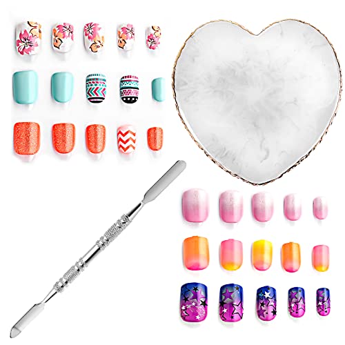 Sibba Resin Nail Art Palette with Nail Palette Stirring Rod, 2 in 1 Nail Art Painting Palettes Gold Edge Nail Holder Nail Art Display Board (Heart)