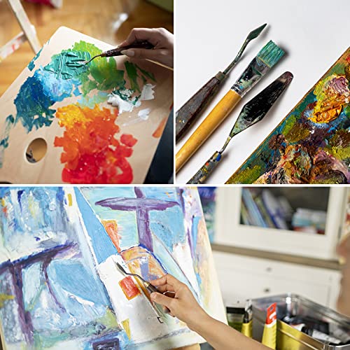 Zocipro 8Pcs Palette Knife Set, 5Pcs Pallet Knife Painting Tools with 3 Plastic Scraper, Oil Painting Mixing Scraper, Stainless Steel Painting Paint Knife Spatula Set for Art Craft Painting