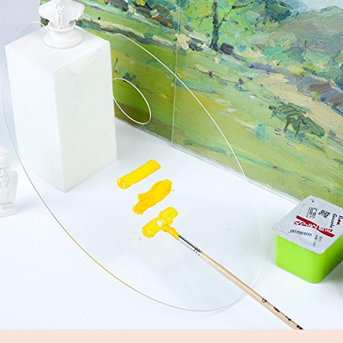 1PCS Clear Acrylic Paint Palette,Non-Stick Oil Paint Palette Oval Shaped Artist Painting Palette Mixing Palette Art Paint Tray Palettes with Protective Film for DIY Art Craft Painting (25 x 15 cm)