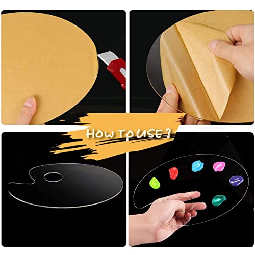 Paint Palette, Pallet, Paint Pallet, Painting Palette, Clear Acrylic Paint Palette, Oval Acrylic Paint Pallet with Thumb Hole, Non-Stick Oil Paint Palette, for DIY Art Craft Painting (5.9 x 9.8 in)