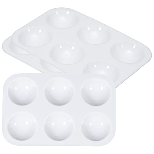 PATIKIL 6 Wells Paint Tray Palette, 3Pcs Rectangular Plastic Painting Pallet Holder for Art Craft Watercolor Gouache Oil Paint