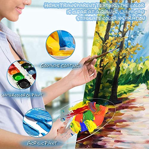 Paint Palette, Pallet, Paint Pallet, Painting Palette, Clear Acrylic Paint Palette, Oval Acrylic Paint Pallet with Thumb Hole, Non-Stick Oil Paint Palette, for DIY Art Craft Painting (5.9 x 9.8 in)