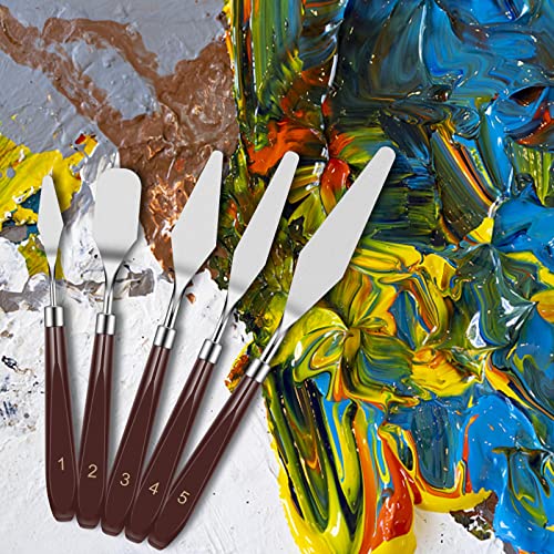 Zocipro 8Pcs Palette Knife Set, 5Pcs Pallet Knife Painting Tools with 3 Plastic Scraper, Oil Painting Mixing Scraper, Stainless Steel Painting Paint Knife Spatula Set for Art Craft Painting