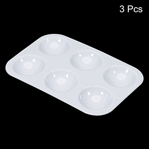 PATIKIL 6 Wells Paint Tray Palette, 3Pcs Rectangular Plastic Painting Pallet Holder for Art Craft Watercolor Gouache Oil Paint
