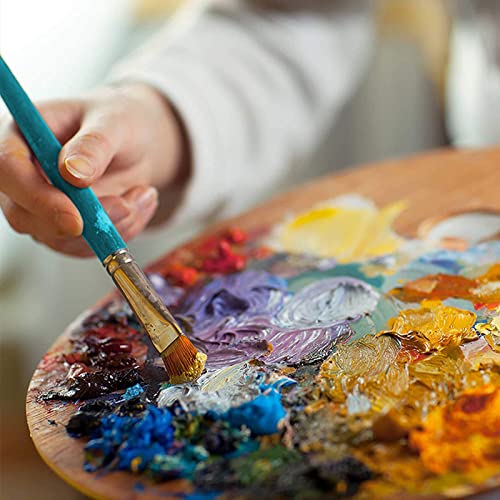 Wooden Paint Palette,Paint Brushes 10 Pack for Oil Painting and Watercolor, Classic Wooden Artists Palette with Thumb Hole for Oil Paint,Acrylics,Paint Art, 11.81 * 7.87inch