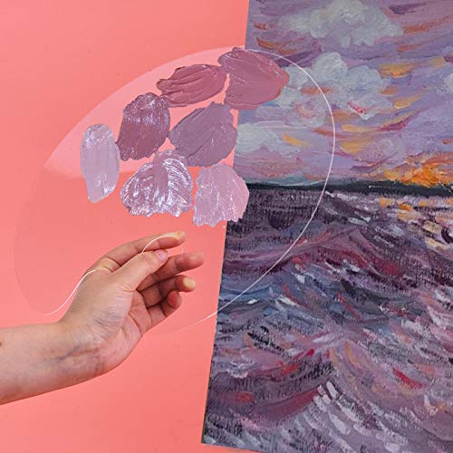 1PCS Clear Acrylic Paint Palette,Non-Stick Oil Paint Palette Oval Shaped Artist Painting Palette Mixing Palette Art Paint Tray Palettes with Protective Film for DIY Art Craft Painting (25 x 15 cm)