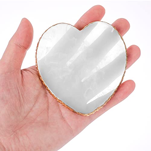 Sibba Resin Nail Art Palette with Nail Palette Stirring Rod, 2 in 1 Nail Art Painting Palettes Gold Edge Nail Holder Nail Art Display Board (Heart)