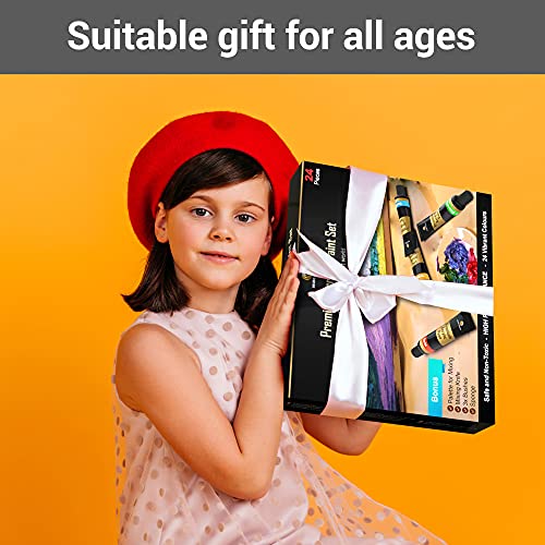 Desire Deluxe Acrylic Paint Set School Art Supplies for Artist – 30pc Craft Kit for Rock, Wood, Ceramic, Canvas, Paper & Fabric – Include Mixing Knife, Sponge, Palette and 3 Sizes Premium Brushes