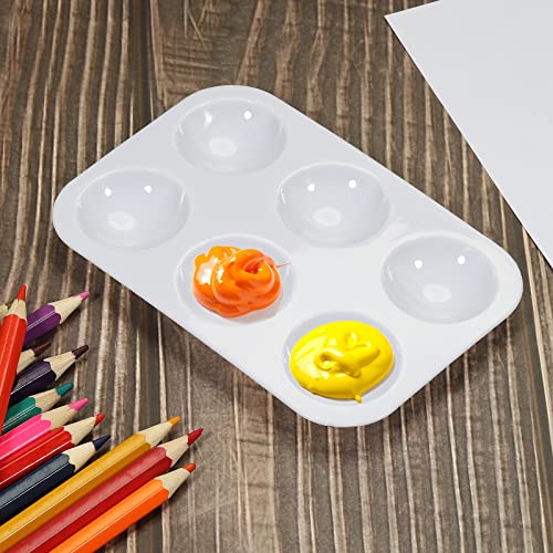 PATIKIL 6 Wells Paint Tray Palette, 3Pcs Rectangular Plastic Painting Pallet Holder for Art Craft Watercolor Gouache Oil Paint