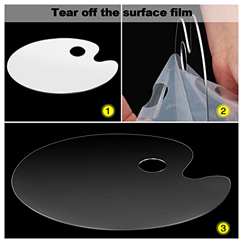 4PCS Paint Pallet Clear Premium Acrylic Paint Palette, Easy Clean Transparent Non-Stick Acrylic Pallet, for Oil Watercolor DIY Craft Paint Tray Palette