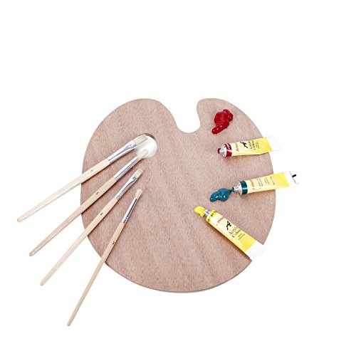 Exerz Acylic Paint, Brushes & Palette Set - 12 x Acrylic Paints (12ml), 6 x Artist Brushes, 1 x Wooden Palette