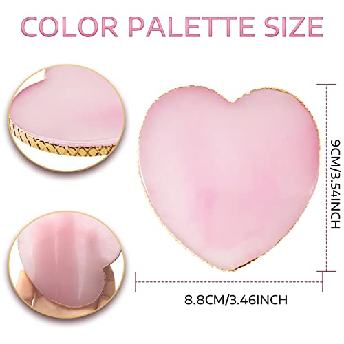 BLMHTWO Nail Palette Nail Polish Palette Resin Nail Art Palette Mixing Colors Palettes with Golden Edge and Heart Shape Design Nail Painting Display Tray for Nail Art Mixing Colors Making Decals, Pink