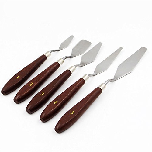 5-Piece Painting Knife Set, GoFriend Stainless Steel Spatula Palette Knife Painting Mixing Scraper Oil Painting Accessories Color Mixing