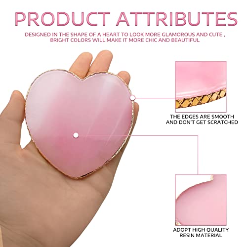 BLMHTWO Nail Palette Nail Polish Palette Resin Nail Art Palette Mixing Colors Palettes with Golden Edge and Heart Shape Design Nail Painting Display Tray for Nail Art Mixing Colors Making Decals, Pink
