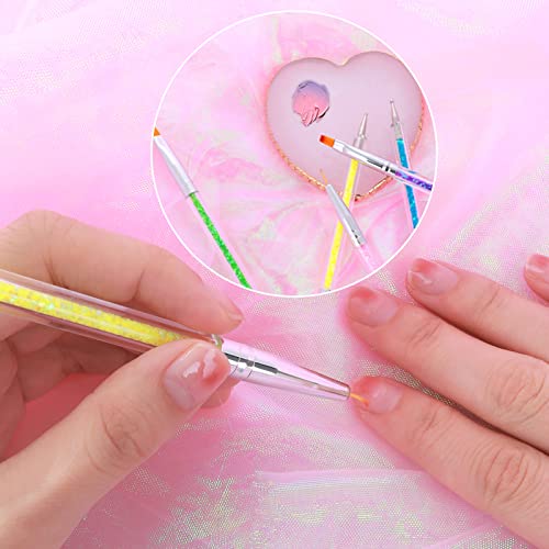 Sibba Nail Art Palette with 5 Nail Brushes Sets Resin Nail Mixing Palette Polish Color Mixing Plate Golden Edge Nail Holder Display Board Cosmetic Mixing Tools (White)