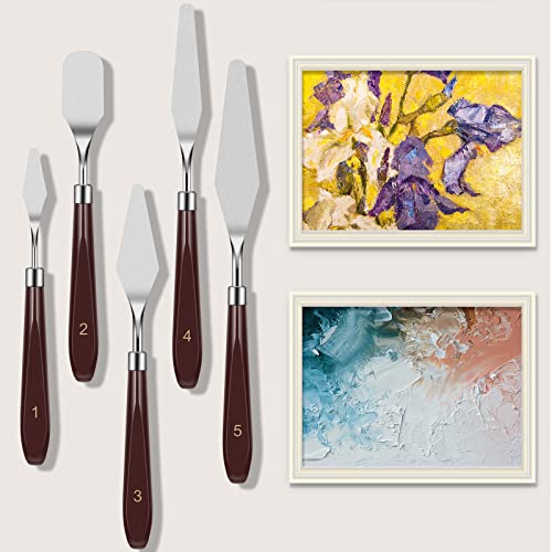 Zocipro 8Pcs Palette Knife Set, 5Pcs Pallet Knife Painting Tools with 3 Plastic Scraper, Oil Painting Mixing Scraper, Stainless Steel Painting Paint Knife Spatula Set for Art Craft Painting