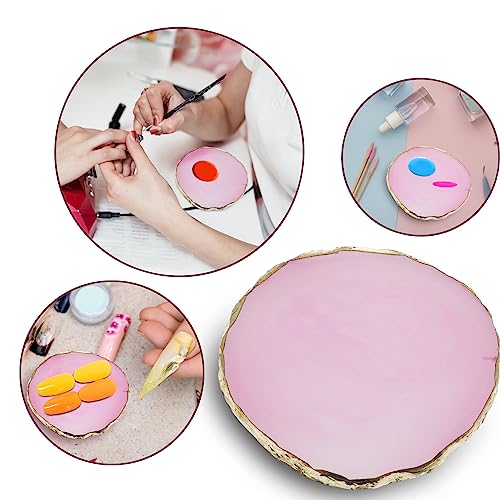 Double-Ended Nail Art Brushes Set, 5Pcs Nail Design Tools Kit Including Nail Liner Brush and Nail Dotting Pens with Resin Nail Art Palette for Women DIY Nail Art Painting, Gel Nail Polish Brushes