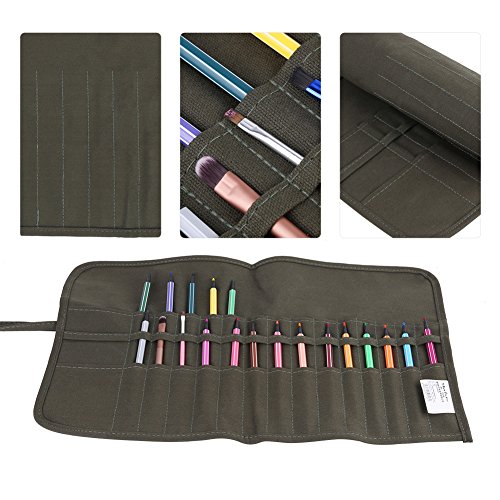 New Larger Paint Brush Holder,30 Slots Roll Up Canvas Paint Brush Bag Artist Draw Pen Watercolor Oil Brushes Case