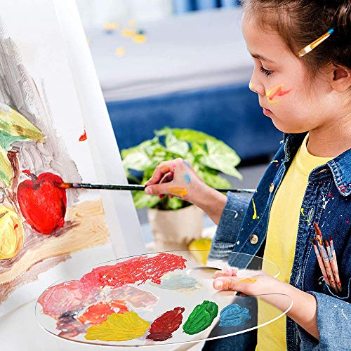 Rybtd 2PCS Acrylic Paint Palette with 5PCS Plastic Palette Knife Tool Set Ellipse Clear Paint Palette Rectangle Non-Stick Art Palette with Thumb Hole Perfect for Oil Painting Beginner Students Artists