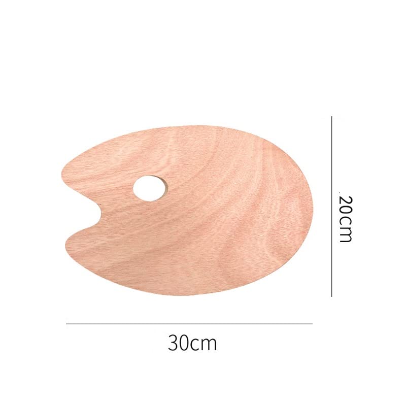 Wooden Painting Palette | Vintage Style Oval Shape Artist Mixing Wooden Tray | Suitable For Oil/Acrylic Paints, With Thump Hole Round Wood Tray Plate Art