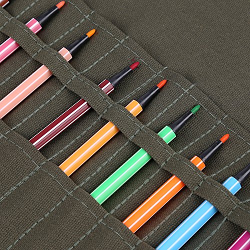 New Larger Paint Brush Holder,30 Slots Roll Up Canvas Paint Brush Bag Artist Draw Pen Watercolor Oil Brushes Case