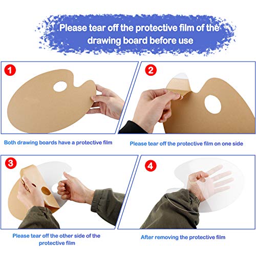 Rybtd 2PCS Acrylic Paint Palette with 5PCS Plastic Palette Knife Tool Set Ellipse Clear Paint Palette Rectangle Non-Stick Art Palette with Thumb Hole Perfect for Oil Painting Beginner Students Artists