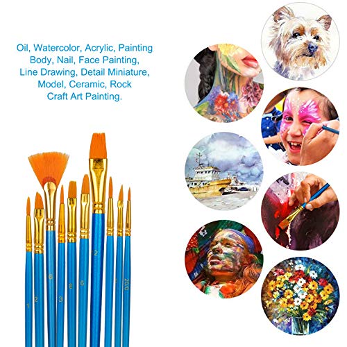 Paint Palette,WOVTE 17 Pcs Paint Palette and Brushes Set,Clear Oval Non-Stick Pallet Easy Clean for Artist Oil Paint Watercolor Painting DIY Art(10 Brush + 2 Palette+5 Palette Knife)